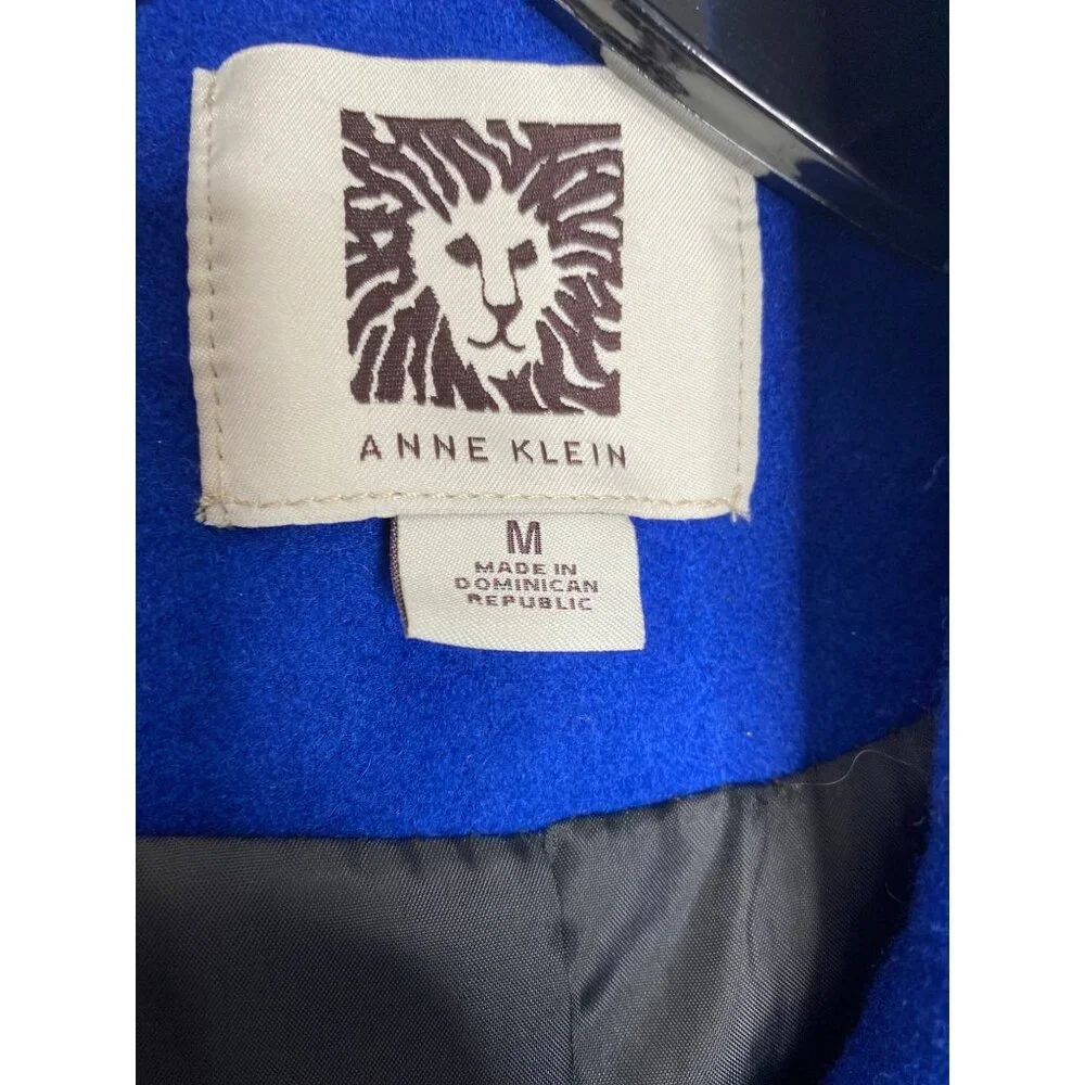 VINTAGE 90'S ANNE KLEIN ELECTRIC BLUE WOOL PEACOAT SZ M - Picture 5 of 6